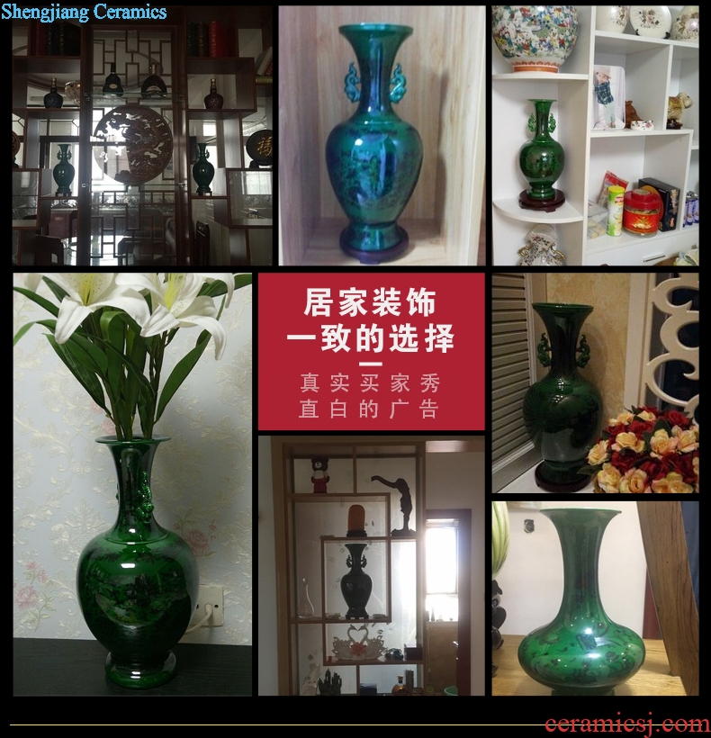 Jingdezhen ceramics green glaze vase household furnishing articles with the antique vase Chinese vase decorative arts and crafts
