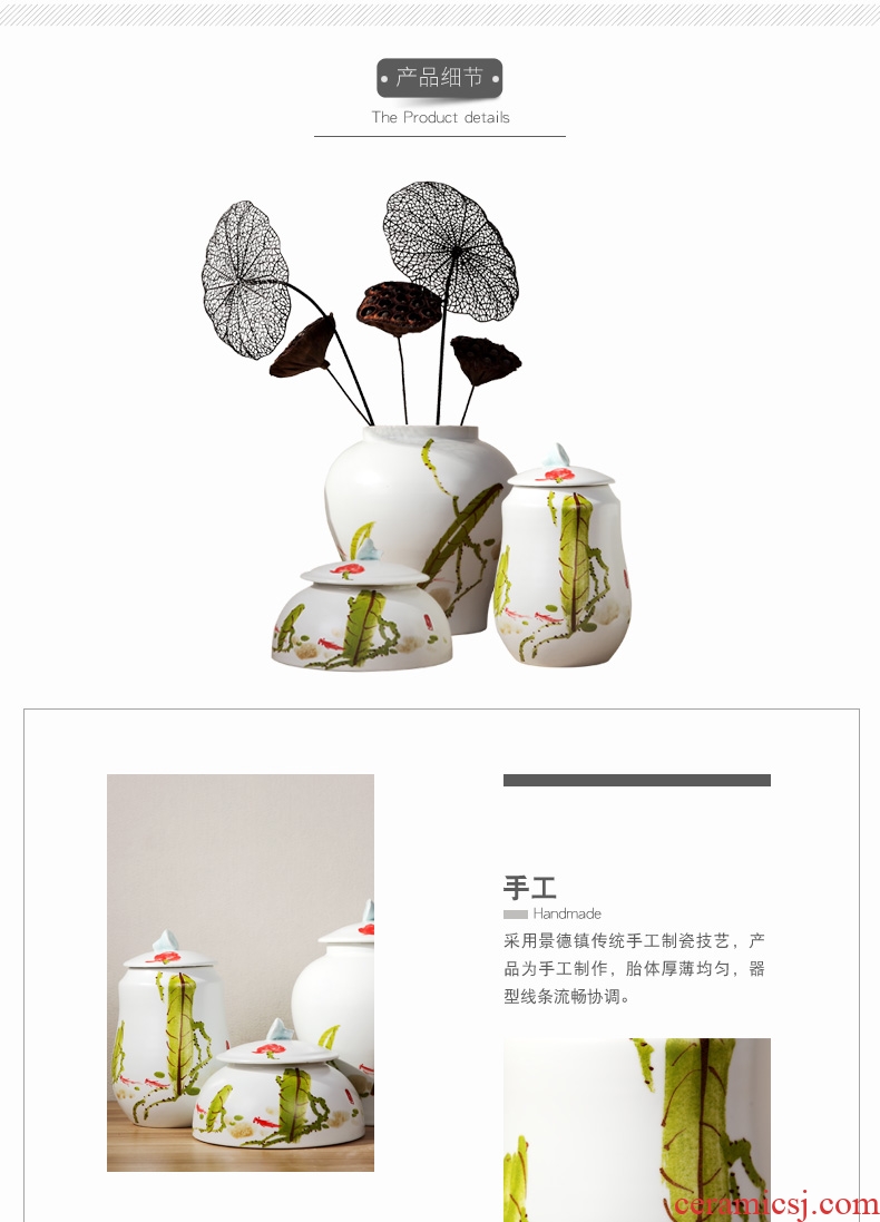 Jingdezhen Chinese hand-painted ceramic receive TV cabinet storage tank is the sitting room porch three-piece vase planting furnishing articles