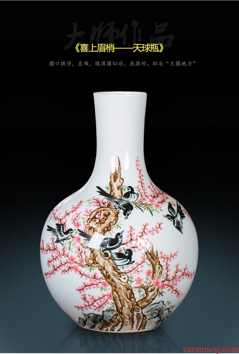 Master of jingdezhen ceramics beaming pastel hand-painted vases, flower arranging new Chinese style sitting room adornment is placed