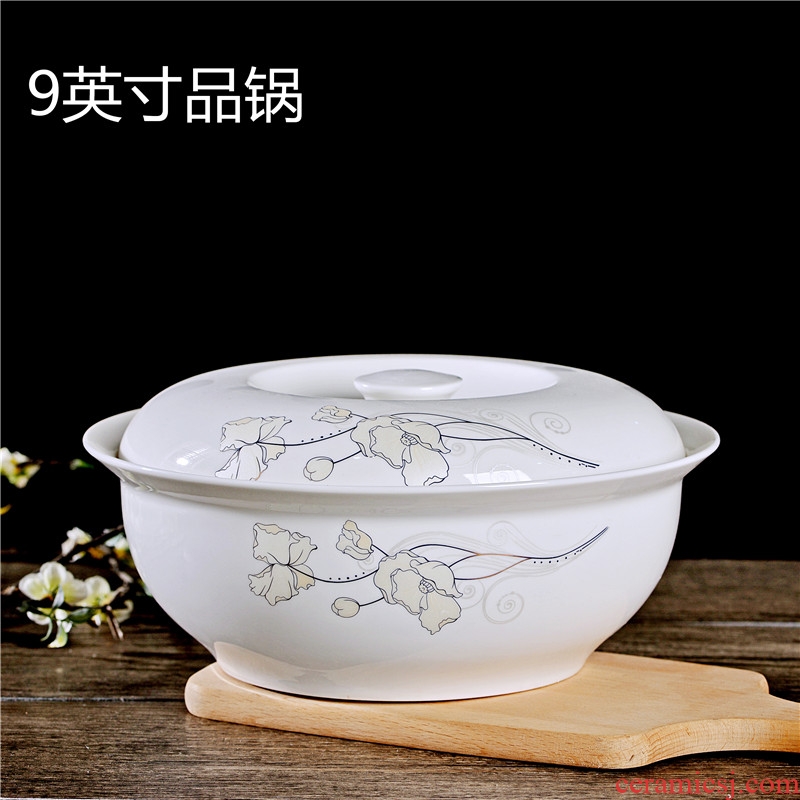 Jingdezhen eat rice bowl dishes suit household ceramics is increasing in 0 large soup bowl of salad bowl the rainbow noodle bowl combined packages