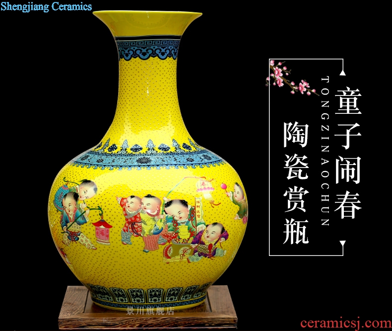 Jingdezhen famille rose porcelain lad make spring big vase home sitting room floor furnishing articles of modern classic craft ornaments