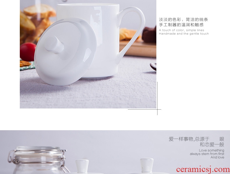 Jingdezhen ceramic cups with cover white bone China water cup personal office meeting gift mugs custom LOGO
