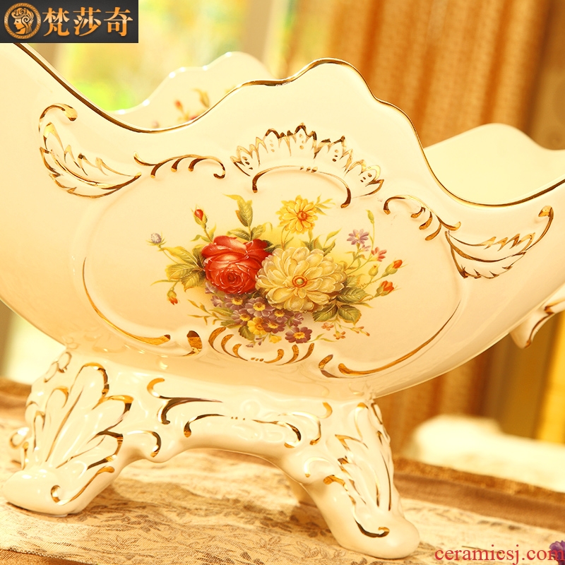 Ou compote 2018 new luxurious sitting room large fruit bowl creative household ceramic bowl tea table furnishing articles