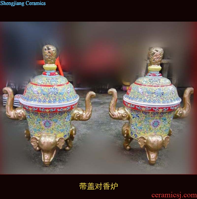 Jingdezhen in yellow red bottom five for China that occupy the home for famille rose porcelain candle furnishing articles temple buddhist temple with five