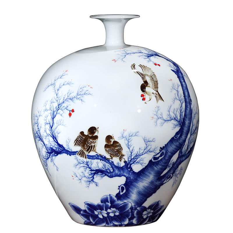 Famous master of jingdezhen ceramics hand-painted vases large-sized pomegranate bottle vibrant new Chinese style living room furnishing articles