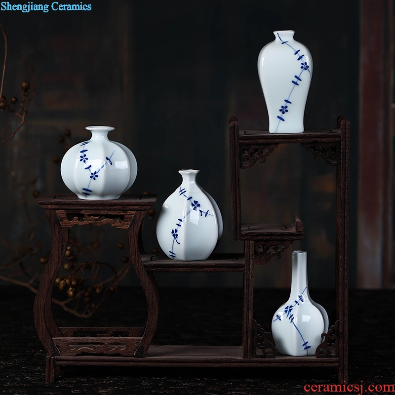 Jingdezhen ceramics mini handmade blue glaze furnishing articles floret bottle flower familiar flower implement small ornament