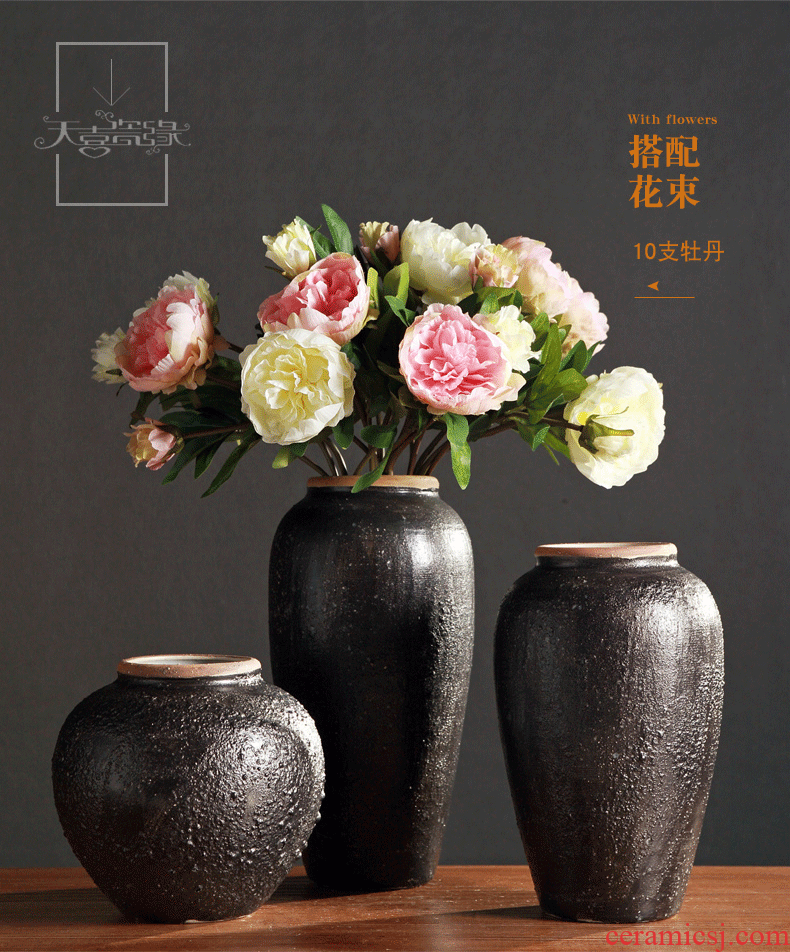 Jingdezhen restoring ancient ways do old clay coarse pottery vase is the sitting room TV ark ceramic clay pottery flower arranging nostalgic flowerpot