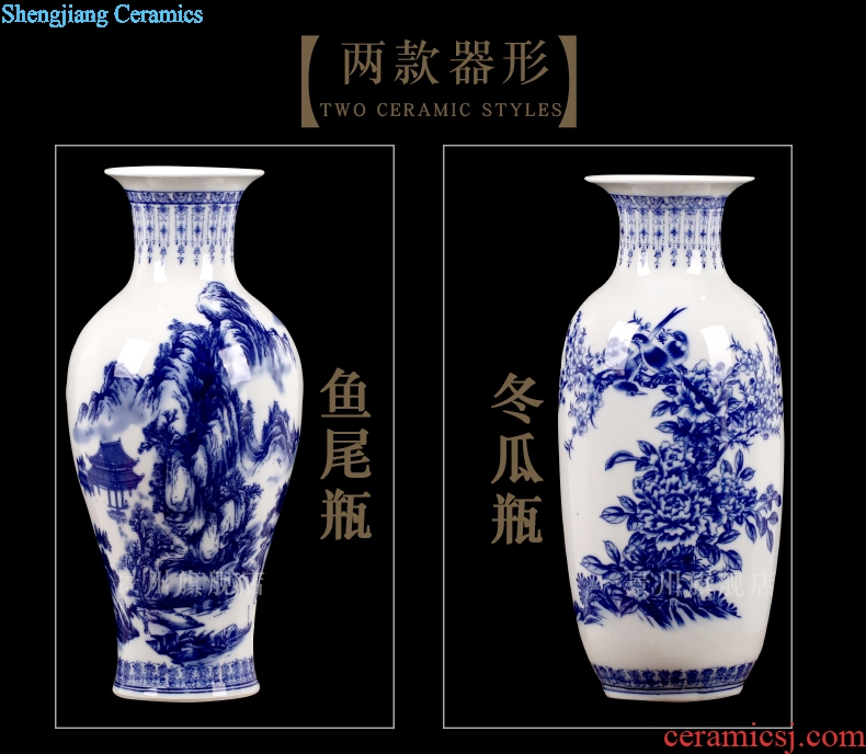 Jingdezhen ceramics landscape painting large blue and white porcelain vase contemporary household adornment desktop sitting room mesa furnishing articles