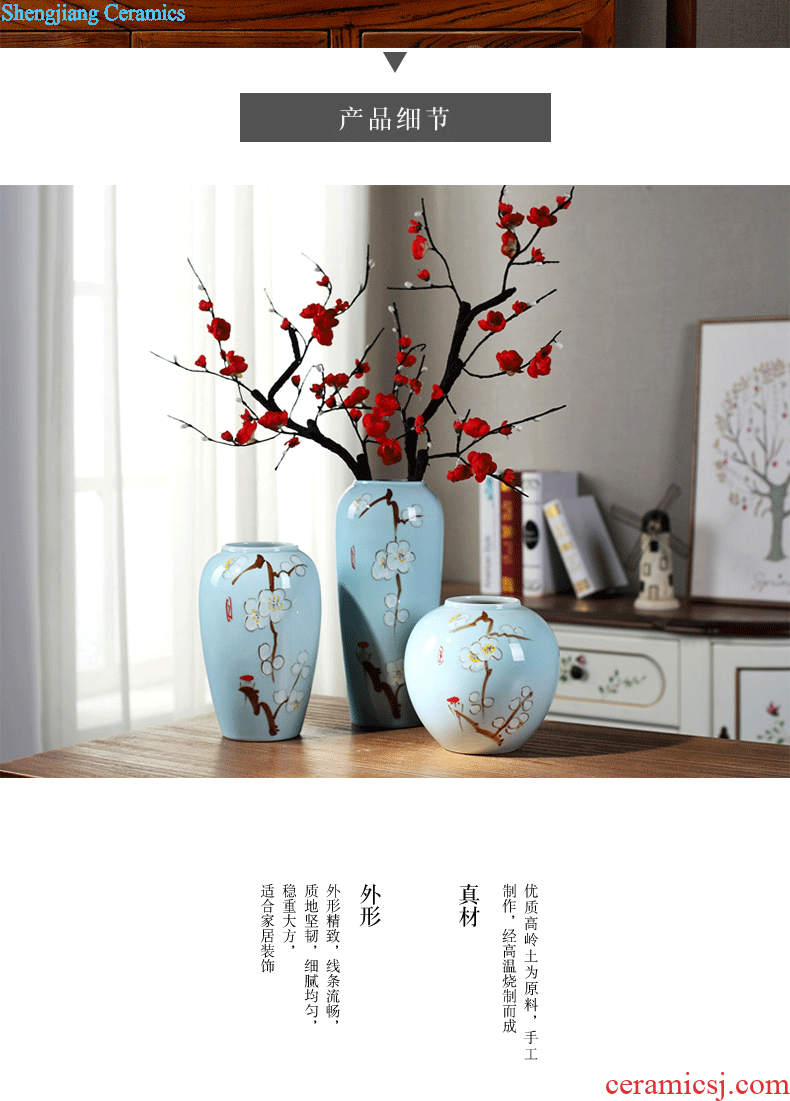 Contemporary and contracted jingdezhen ceramic flower vases Chinese creative living room blue dried flowers home furnishing articles