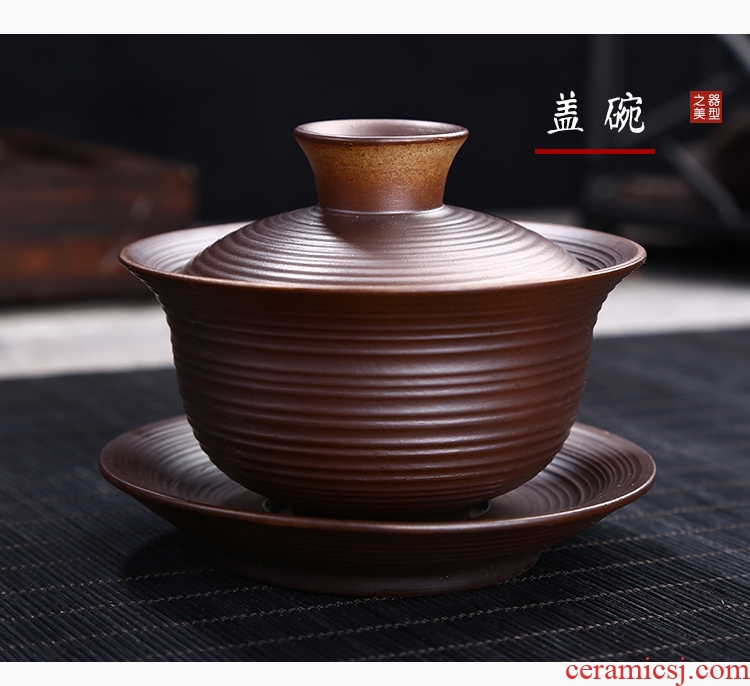 Restoring ancient ways leopard lam kung fu tea set suit household jingdezhen ceramic tea cup teapot Japanese tea ceremony the living room