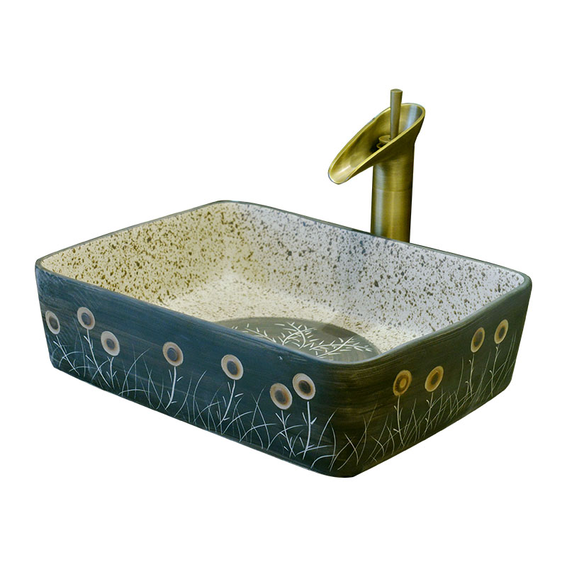 Sculpture art stage basin on the ceramic lavatory rectangular basin of Chinese style restoring ancient ways to wash their hands wash basin
