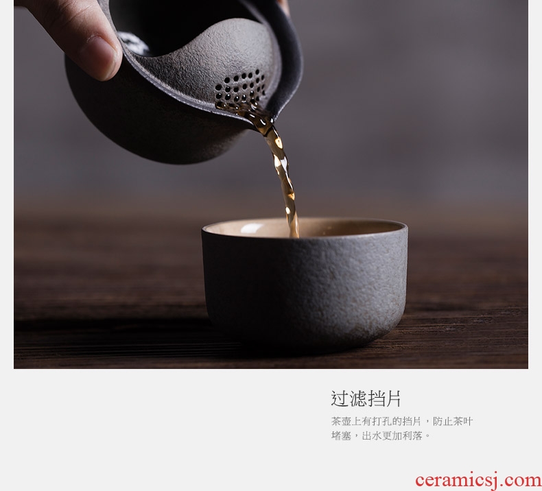 Million kilowatt/hall crack cup a pot of a ceramic portable travel tea set single cup ganoderma lucidum ChengXiang coarse pottery