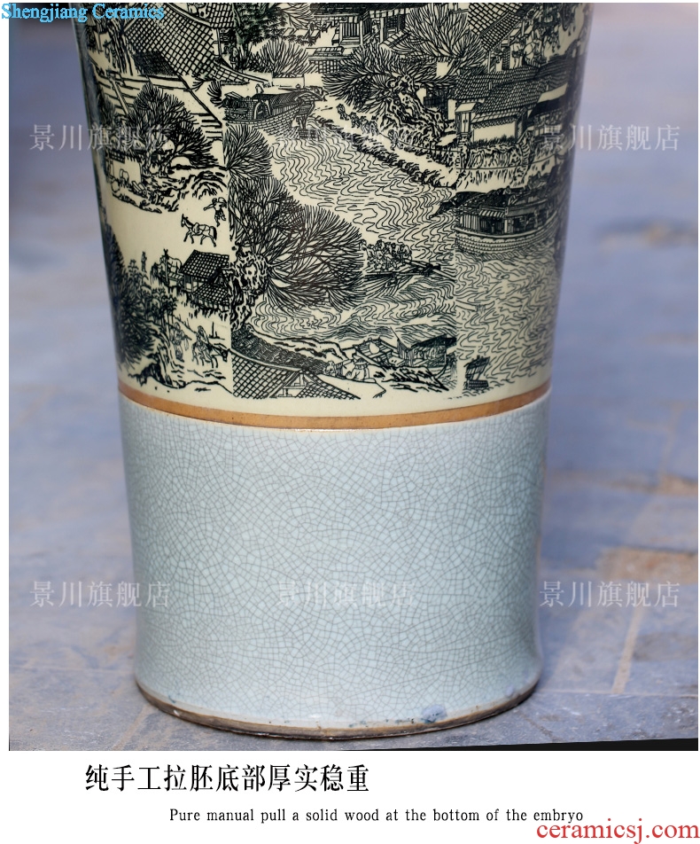 Jingdezhen ceramic antique piece of open crack glaze qing Ming vase painting of large sitting room place hotel decoration