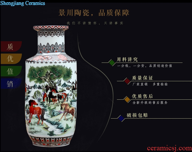 Jingdezhen pastel 8 sitting room eight misty figure of large ceramic vase household furnishing articles of modern craft ornaments