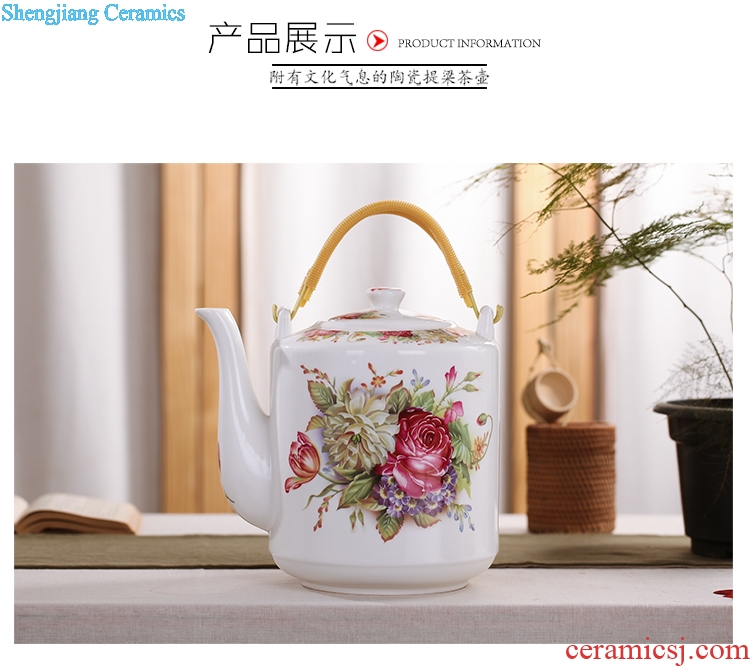 Large capacity of the heat of jingdezhen ceramic pot of cold water pot large blue and white girder cold ceramic pot kettle