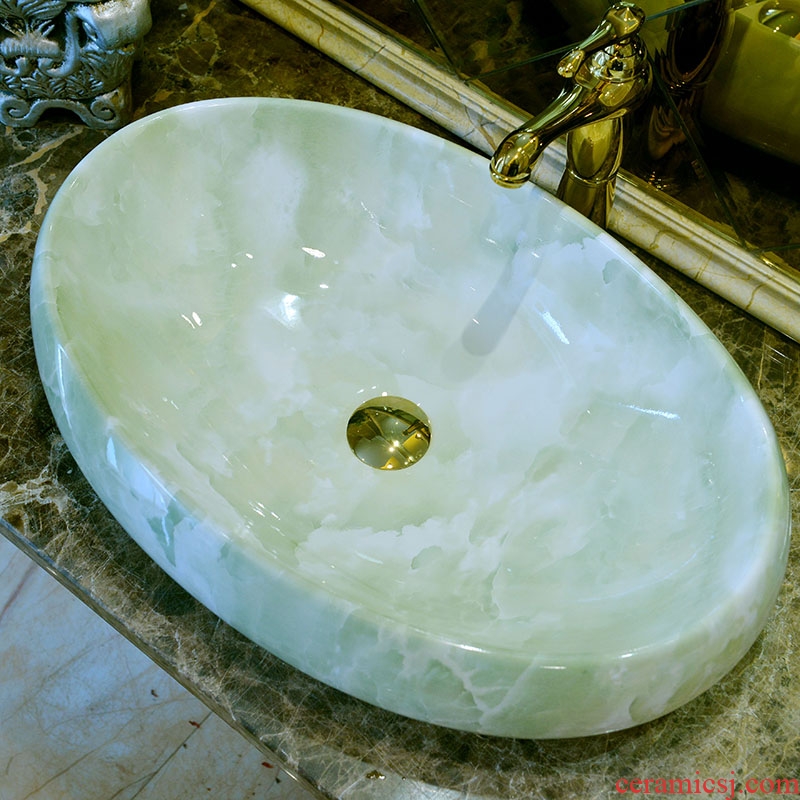 Ceramic wash basin stage basin sink European marble bathroom art basin oval lavatory basin