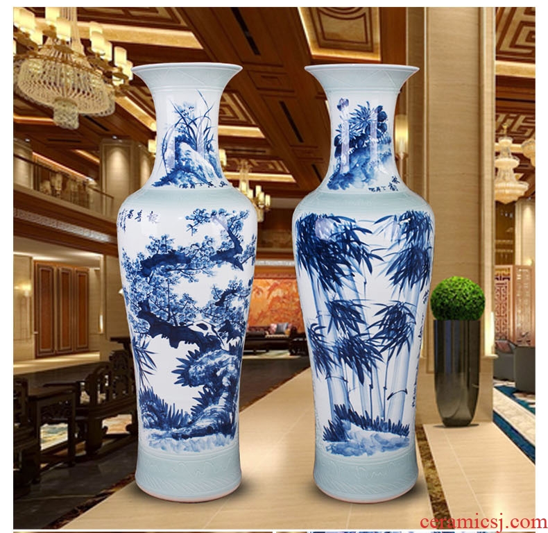 Jingdezhen of large vases, hand-painted color ink landscape ceramic vase modern housewarming sitting room adornment is placed