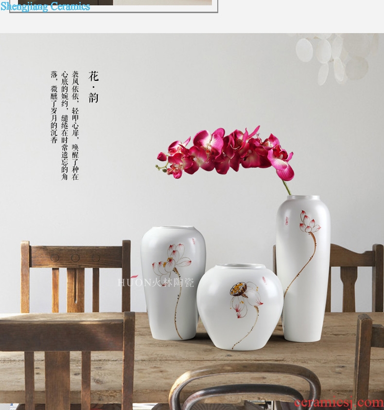 Jingdezhen modern new Chinese style ceramic vase lucky bamboo dried flowers sitting room Japanese zen home decoration furnishing articles