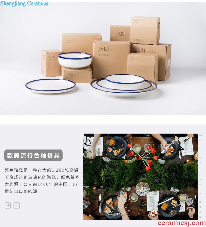 Million jia creative ceramic bowl rainbow noodle bowl bowl home a large soup pot soup bowl microwave li riceses leave