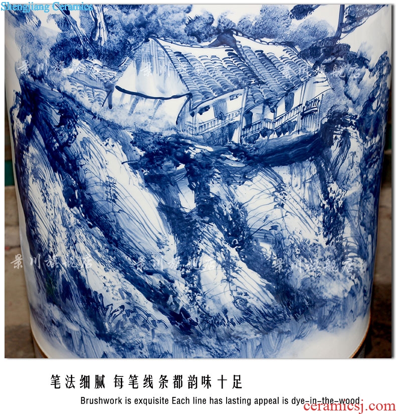Blue and white porcelain of jingdezhen ceramics hand-painted jiangshan jiao more large quiver big vase sitting room place hotel