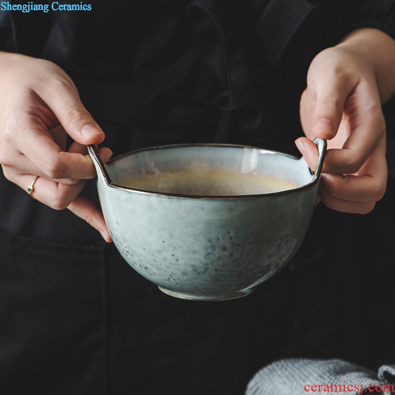 Restore ancient ways small bowl bowl ceramic household eat sugar water bowl dessert bowl of nice bowl bowl creative ins bowl of northern Europe