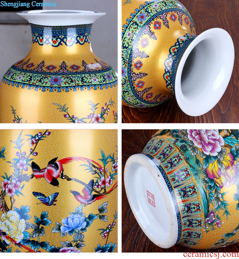 Jingdezhen ceramics colored enamel landing large vases, modern European home sitting room adornment furnishing articles