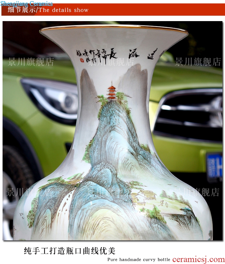 Hand painted pastel rich landscape painting big sitting room of large porcelain of jingdezhen ceramics vase furnishing articles
