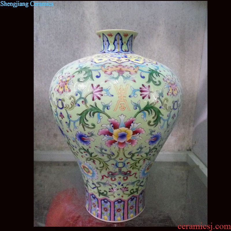 Jingdezhen Chinese zodiac general can spend life of ceramic bottle plum colored enamel porcelain jar may bottle