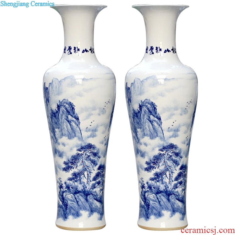 Jingdezhen porcelain ceramics hand-painted sitting room be born Chinese landscape painting flower arranging big vase household furnishing articles ornaments
