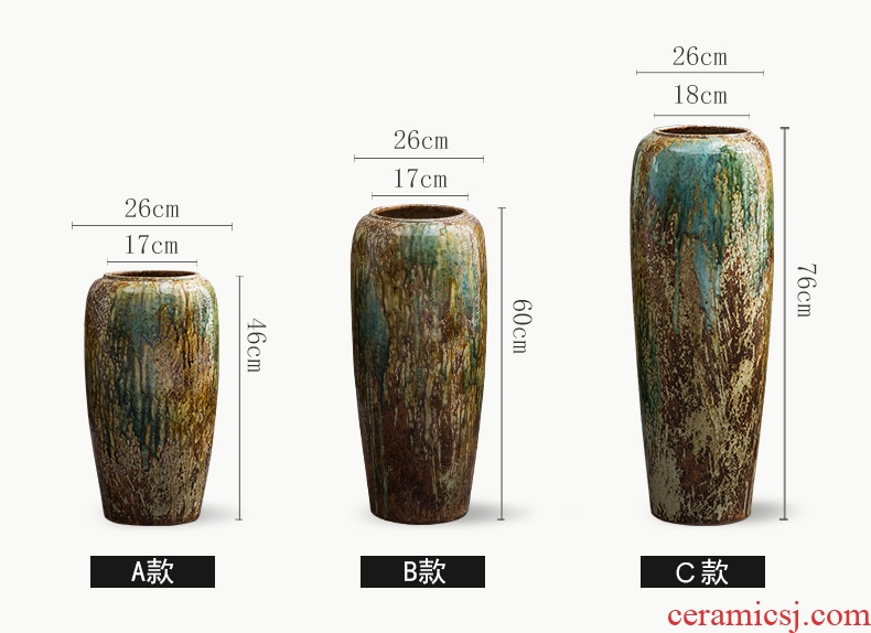 Jingdezhen restoring ancient ways do old ins coarse pottery flower arranging furnishing articles sitting room ground ceramic dried flower vase hydroponic flowers