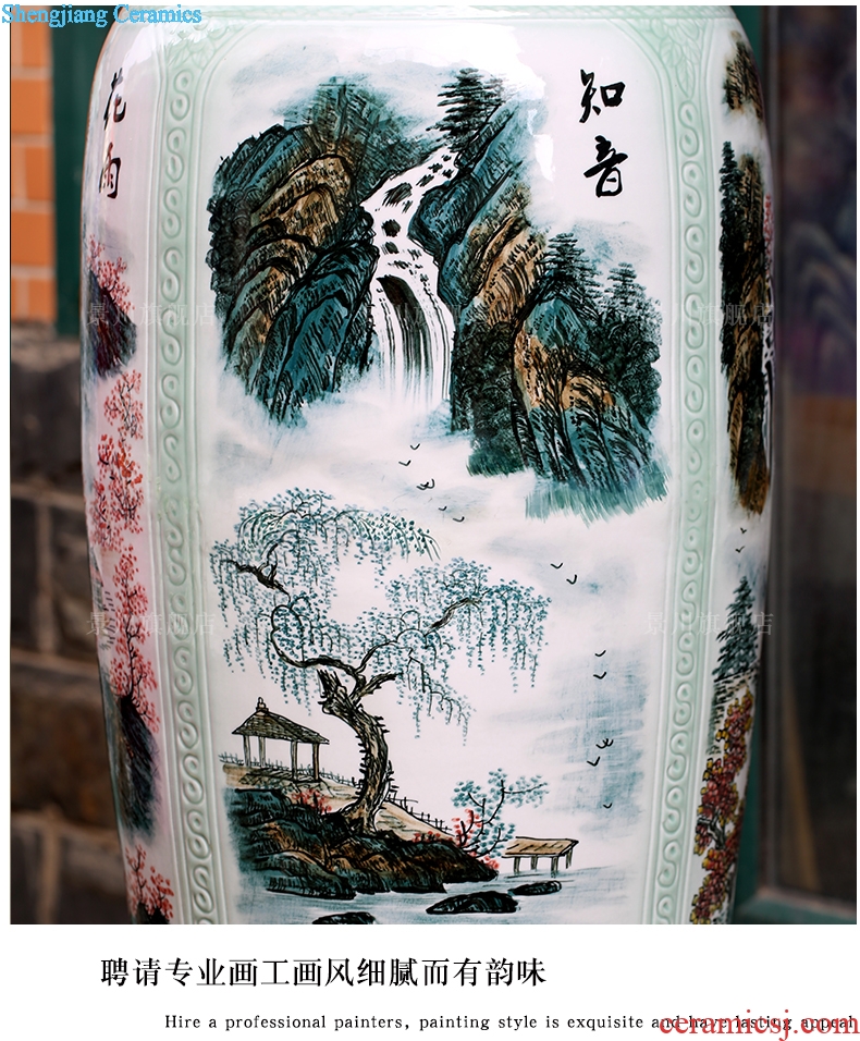 Jingdezhen ceramic hand-painted landscape all around the French vase household of Chinese style living room a study office furnishing articles