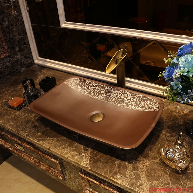 JingYan Fred over art stage basin creative ceramic lavatory rectangular basin archaize lavabo restoring ancient ways