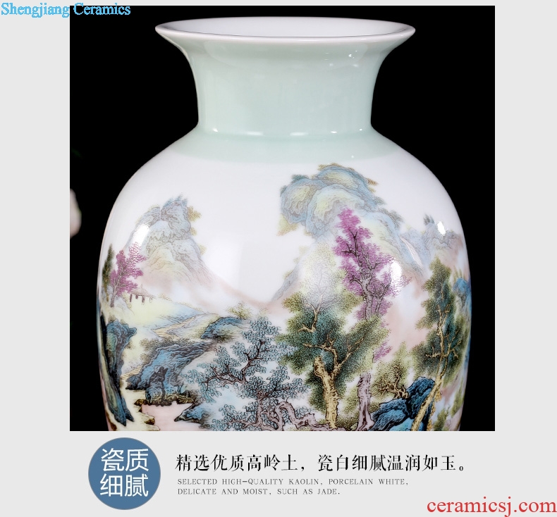Jingdezhen ceramics khe sanh vase household living room office study Chinese fishing figure mesa place adorn article
