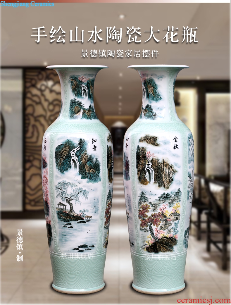 Jingdezhen ceramic hand-painted landscape all around the French vase household of Chinese style living room a study office furnishing articles