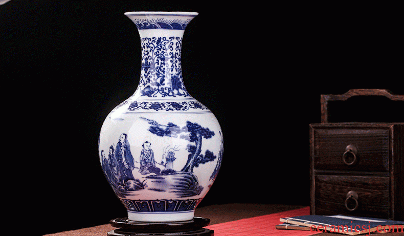 Jingdezhen blue and white porcelain vase household wine ark adornment ceramics handicraft furnishing articles furnishing articles vase ceramics sitting room