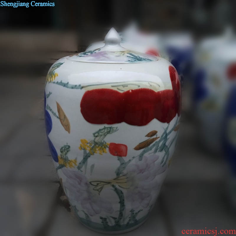 Jingdezhen ceramic porcelain rice pot big sugar bowls 20 jins and 40 catty ceramic pot straight beautiful storage tank