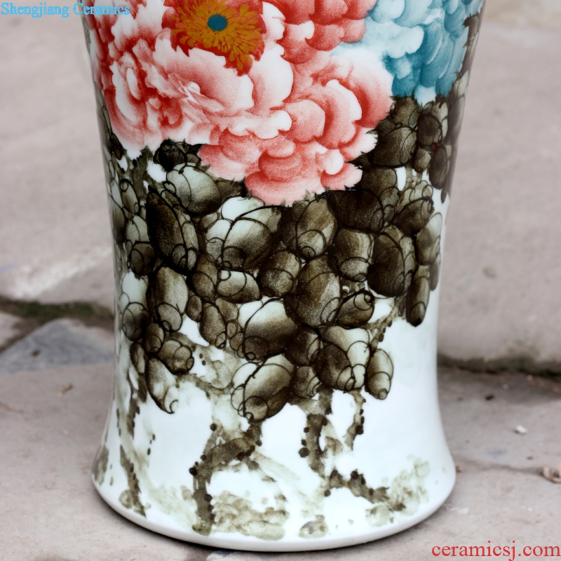Jingdezhen ceramic hand-painted enamel vase peony flower arranging landing big home sitting room is the only thing the study of Chinese style furnishing articles