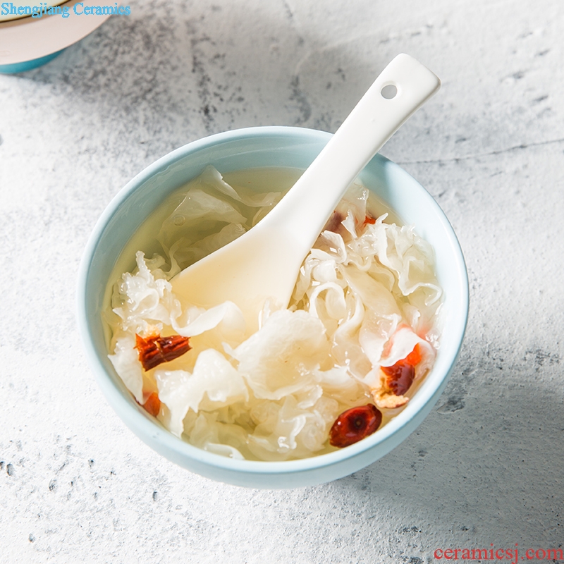 Ijarl million fine Korean fresh ceramic salad bowl pointed foot bowl household utensils lovely xuan month noodles in soup bowl