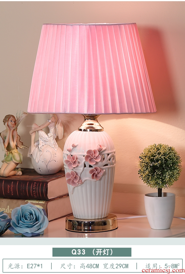 Long three contemporary and contracted ceramic desk lamp ou warm home sitting room creative Nordic study bedroom lamps and lanterns of the head of a bed