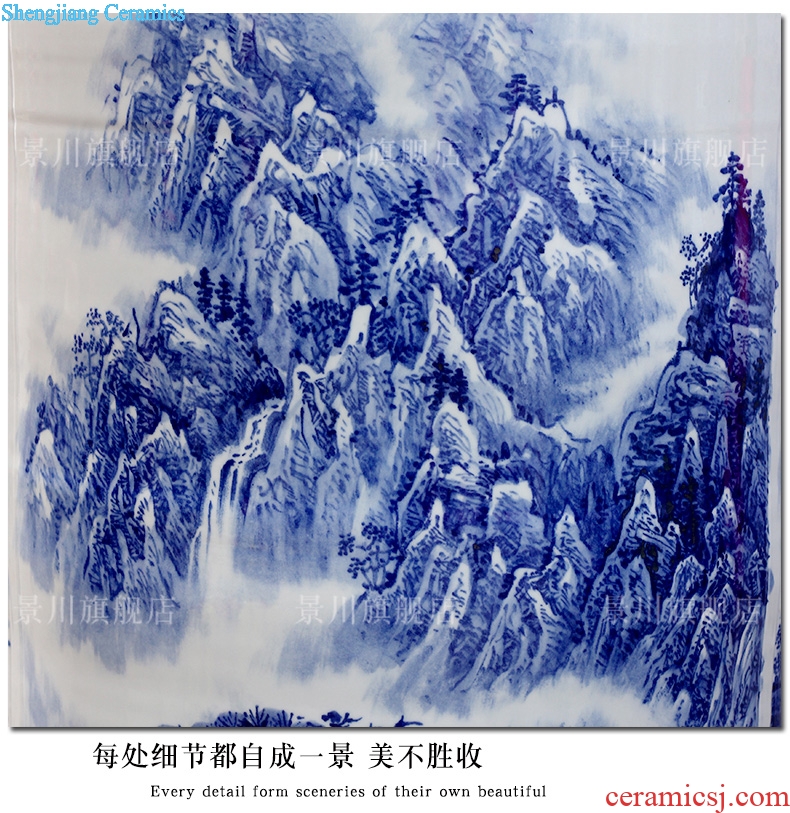 Hand-painted bold carving painting landscape of large vases, jingdezhen ceramics hotels sitting room large furnishing articles