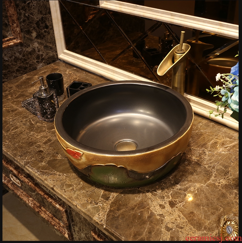 JingYan Chinese antique art stage basin of jingdezhen ceramic lavatory basin stage restoring ancient ways round the sink