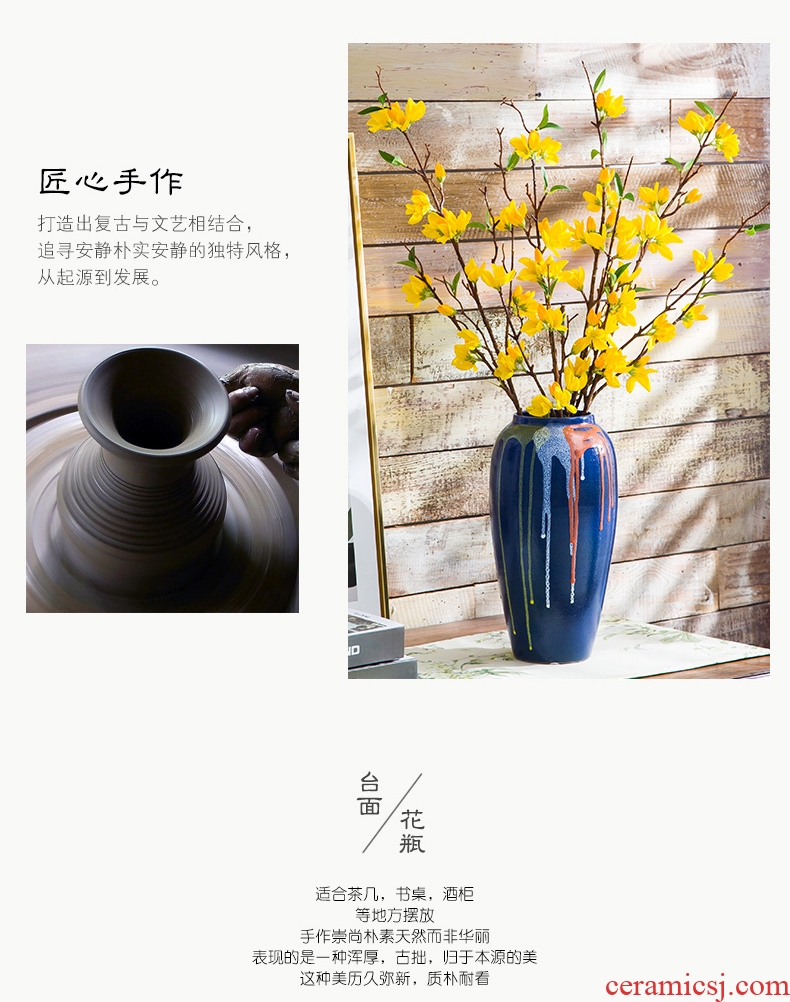 Jingdezhen ceramic vases, antique flow glaze style villa garden furnishing articles furnishing articles jar adornment household desktop