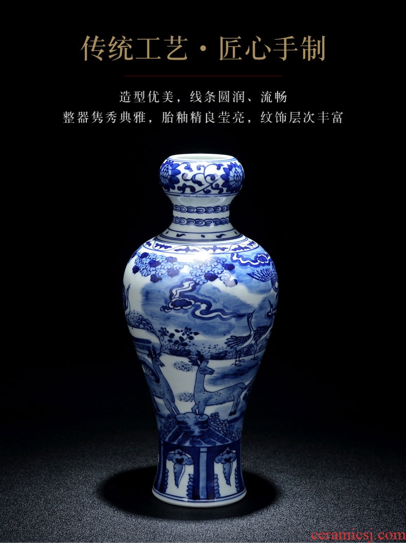 Jingdezhen ceramics furnishing articles archaize qing qianlong blue and white porcelain vases, flower arrangement sitting room adornment of Chinese style household