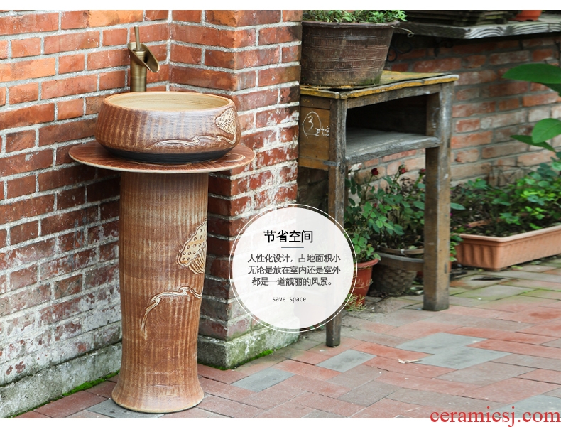 JingWei column basin sink pillar type lavatory ceramic basin basin of wash one balcony column outdoor