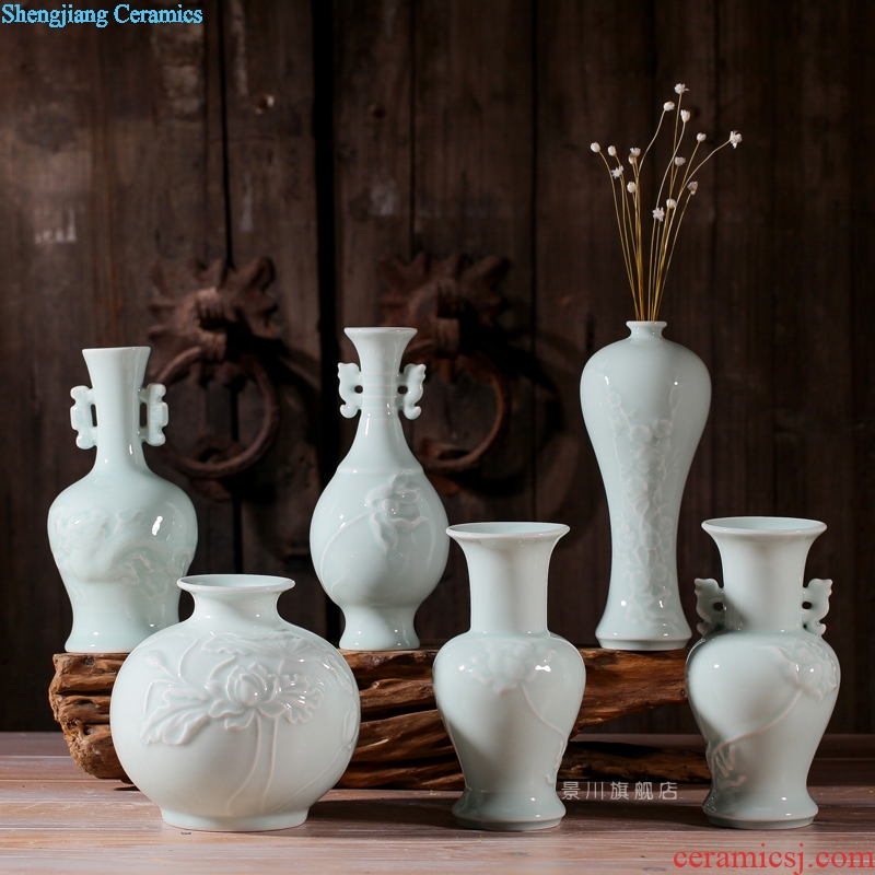 Jingdezhen hydroponic flowers carved flowers inserted manual ceramic vases, flower implement home furnishing articles adornment ornament