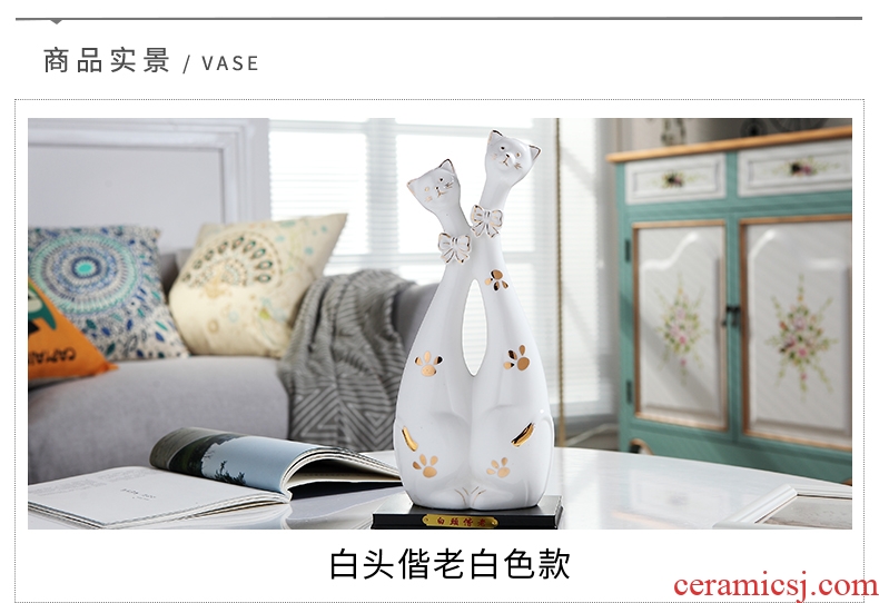 Jingdezhen ceramic creative furnishing articles animal lovers cat home television wine sitting room place handicraft ornament