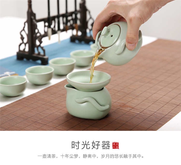 Leopard brother knows your kiln kiln kung fu tea set suit household jingdezhen ceramic tea cup teapot tea tao office