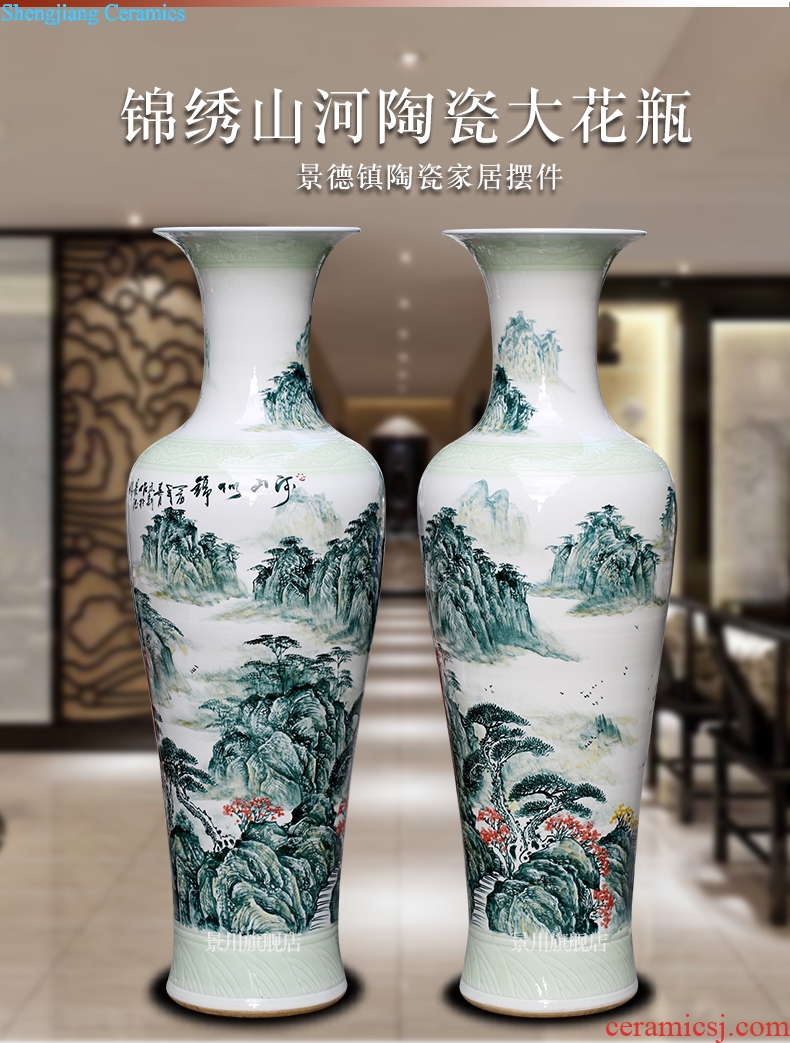 Jingdezhen ceramics splendid sunvo landscape painting of large vase household adornment sitting room of Chinese style big furnishing articles