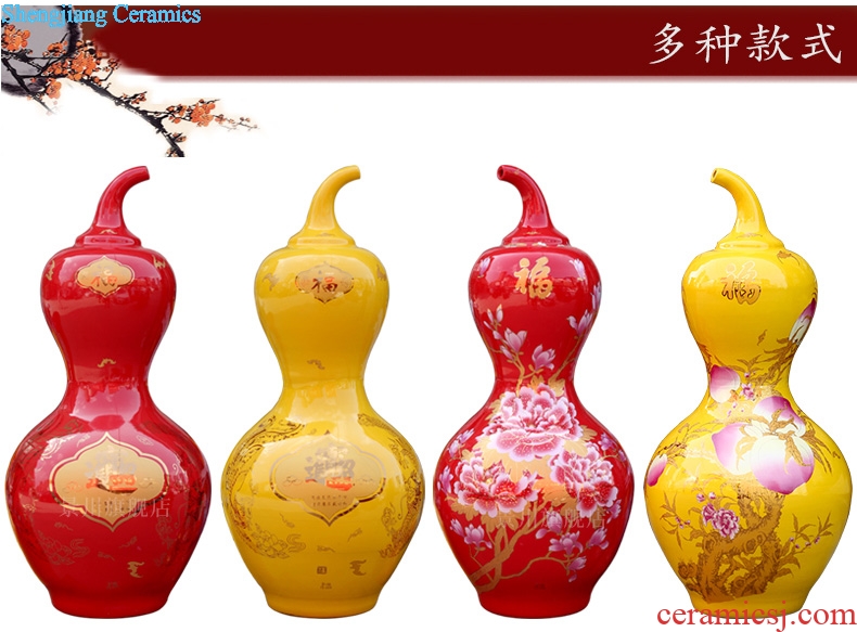 Jingdezhen ceramic maxim landing big gourd vases home sitting room store modern Chinese style furnishing articles