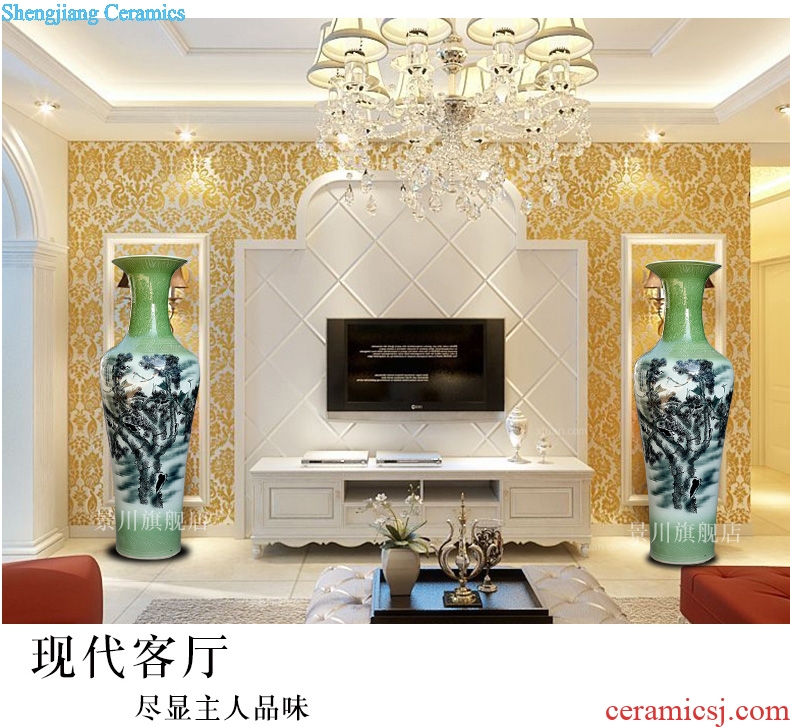 Pine crane live color ink big vase jingdezhen ceramics sitting room floor furnishing articles study Chinese style household act the role ofing is tasted